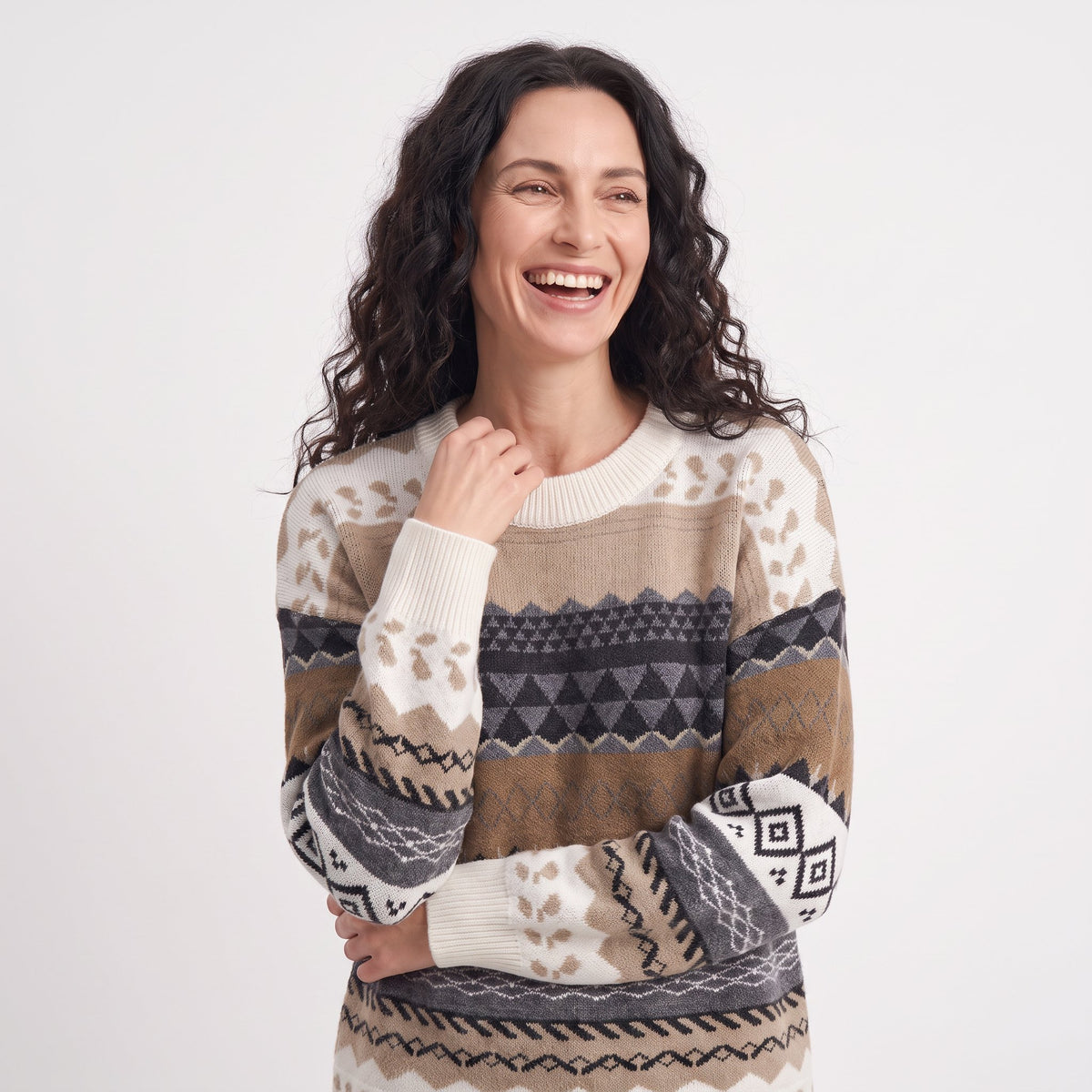 Women's Fair Isle Nordic Knit Jumper | Geometric Pattern Winter Sweater