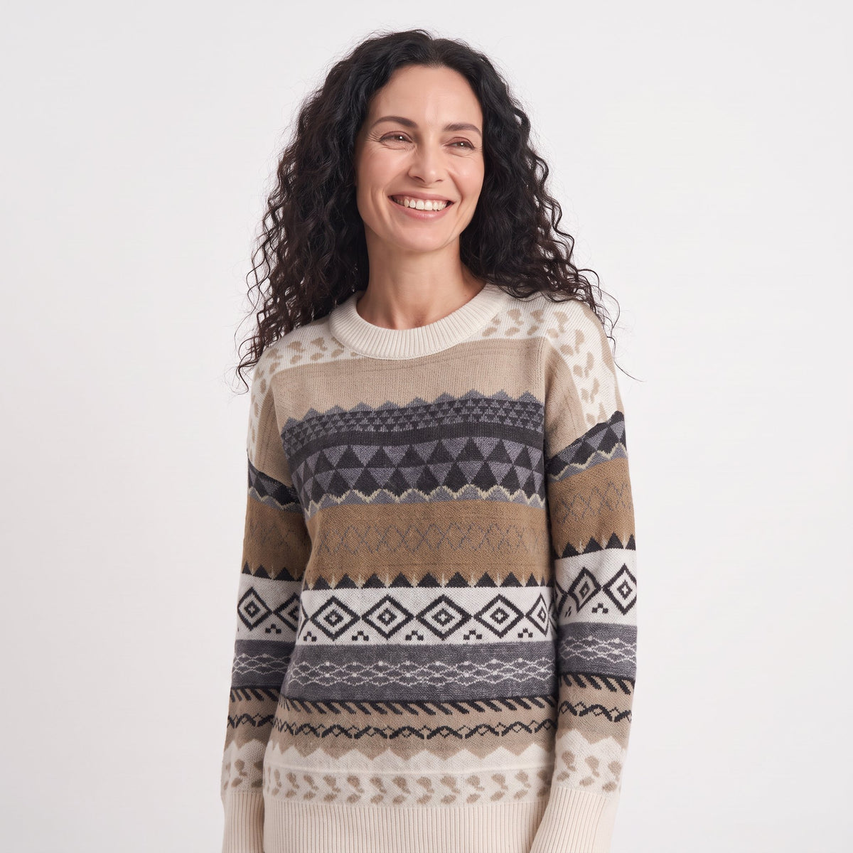 Women's Fair Isle Nordic Knit Jumper | Geometric Pattern Winter Sweater