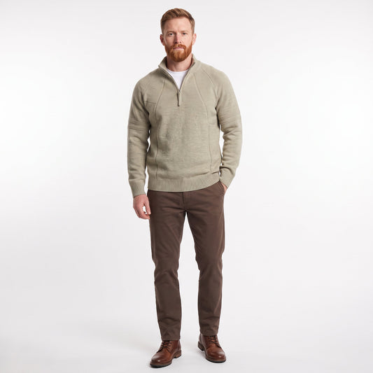 Men's Half Zip Knit Sweater | Mock Neck Ribbed Pullover Jumper
