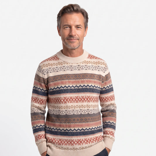 Men's Fair Isle Knit Sweater | Nordic Pattern Winter Jumper
