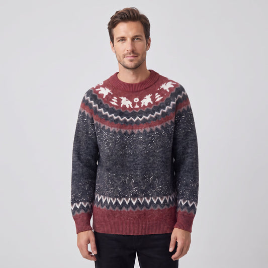Fair Isle Christmas Jumper | Nordic Reindeer Snowflake Winter Knit Sweater