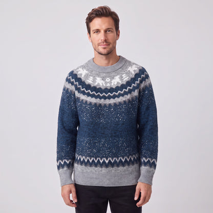 Fair Isle Christmas Jumper | Nordic Reindeer Snowflake Winter Knit Sweater
