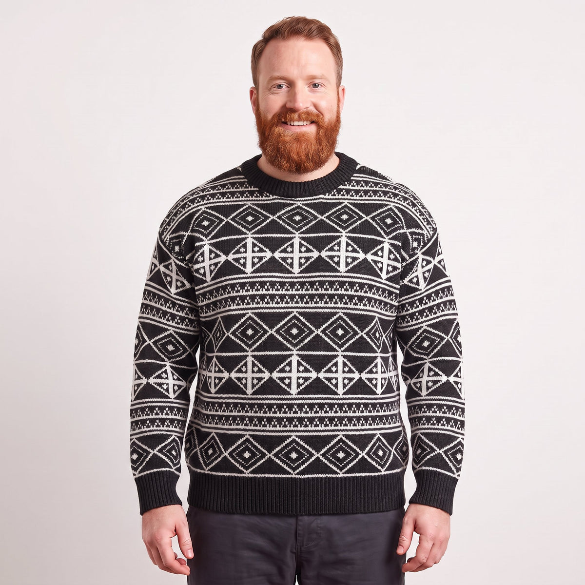 Men's Fair Isle Jumper | Nordic Geometric Pattern Winter Knit Sweater